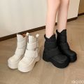 Fashionable versatile height increasing women's boots new spring autumn casual comfortable thick soled women's shoes. 