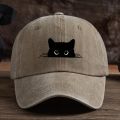 Cute cat print adjustable baseball cap for men and women, casual wear for outdoor travel, sun shading duckbill cap.
