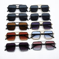 Car Sun Glasses New Fashion Double Beam Polygonal Sunglasses Retro Personalized Trendy Large Frame Eyewear European and American.
