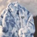 New Women's Tie Dye Lamb Fleece Jacket Autumn Winter Zipper Outerwear Warm Plush Jackets Harajuku Casual Loose Female Thick Coat. 