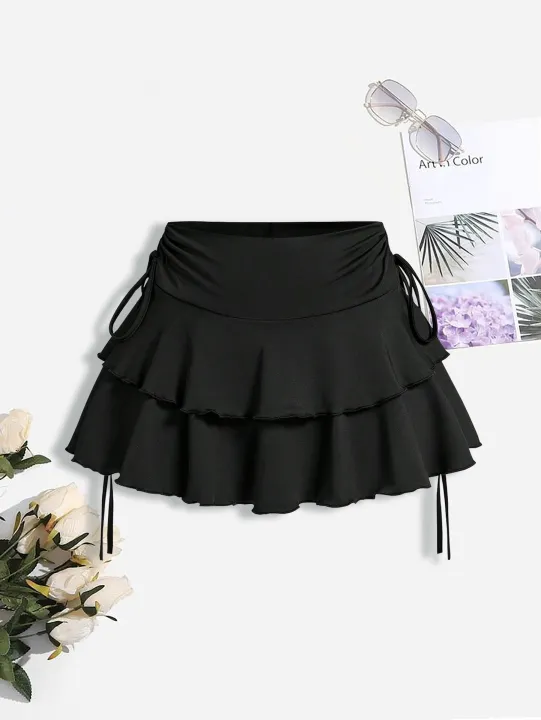 2025%20New%20Solid%20Color%20Skirt%20Women%20Summer%20Fashion%20Outdoor%20Versatile%20High%20Waist%20Slim%20Fit%20Elastic%20Waist%20Short%20Skirt%20Goods%20In%20Stock%20-%20Image%203