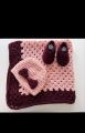 double color woolen baby wrapper with cap and shoes. 