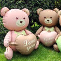 3D Lying Cartoon Matte Heart Bear Aluminum Film Balloon, Suitable for Birthday Party, Valentine's Day Decoration, Baby Shower.