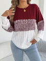 Woman Casual Color Block Striped Sweater Round Neck Lantern Long Sleeve Twist Knitted Tops for 2026 Autumn Winter Women Clothes. 