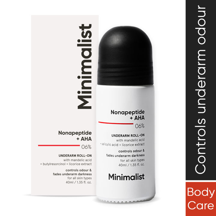 Minimalist Nonapeptide + AHA 06% Underarm Roll On For Odour Free and Even Skin Tone 40 ml