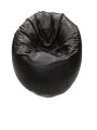 Black Leather Puffy Bean Bag Sofa. 
