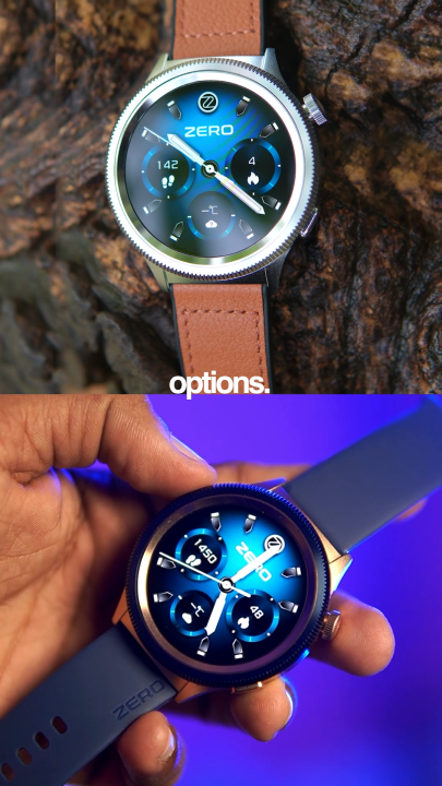 Zero® Lunar 360 Smartwatch 1.43" AMOLED Display | Bluetooth 5.3 Calling, Full Health Tracking, Voice Assistant | Premium Zinc Alloy Body with Leather+TPU Strap | Unisex Smartwatch for Android & iOS