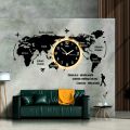( PREMIUM DECORE ) 3D wall clock | world map wall clock | DIY wall clock World Map Wooden Wall Clock for Home and Offices, wall clock for bedroom.. 