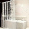 Irregular 3D semi transparent water cube printed decorative bathroom shower curtain waterproof shower curtain set high-end bathr. 