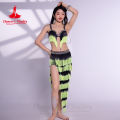 Belly Dance Performance Costume Set for Women Senior Bra+2 Sleeves+long Skirt 3pcs Custom Oriental Belly Dancing Wear Outfit.