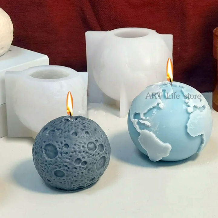 3D Earth Moon Silicone Candle Mold DIY Planet Crafts Resin Plaster Casting Molds Handmade Soap Making Tools Home Decor 