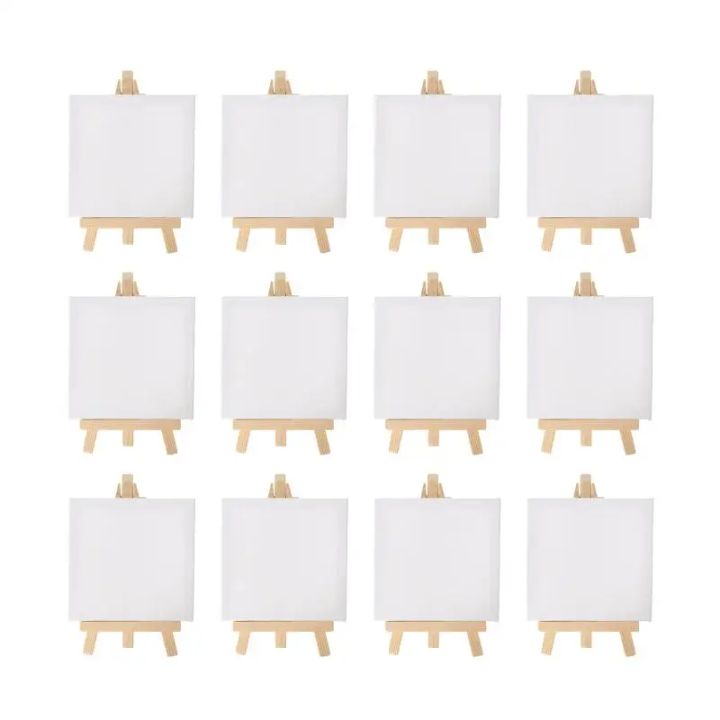 12Pcs Artists 5 inch Mini Easel + 3 inch x3 inch Mini Canvas Set ...