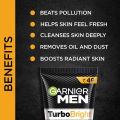 Indian Product Garnier Men Turbo Bright Anti-Pollution Double Action Face Wash Used For Men.. 100 Ml. 