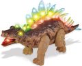 Electronic Dinosaur Toys, LED Light Up Walking and Roaring Realistic Stegosaurus Dinosaur Toy with Simulation Sounds, Head and and Tail Moves,. 