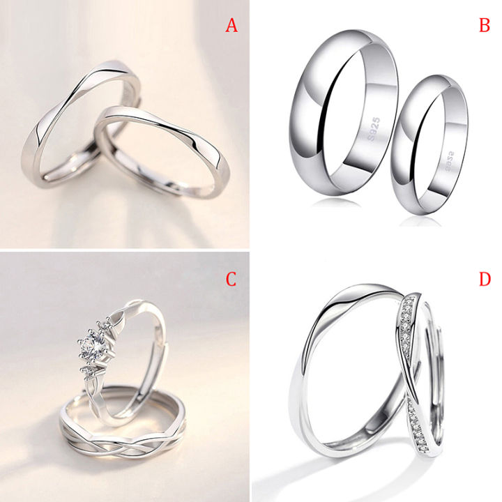 Normal Rings Daraz 1Pair Couple Ring Crystal Diamond Wedding Engagement Jewelry Adjustable ...