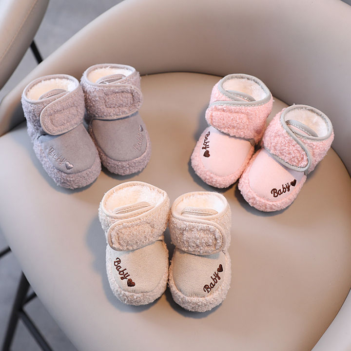 0-18months Plush Warm Kids Snow Boots Baby Boy Girl Shoes Cotton Shoes First Walkers Non-slip Infant Boot