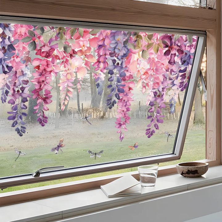 1PCS%20Painted%20Fall%20Flower%20Tree%20Branches%20Dragonfly%20Glass%20Window%20Home%20Landscaping%20Decoration%20Electrostatic%20Uv%20Window%20Sticker%20-%20Image%204