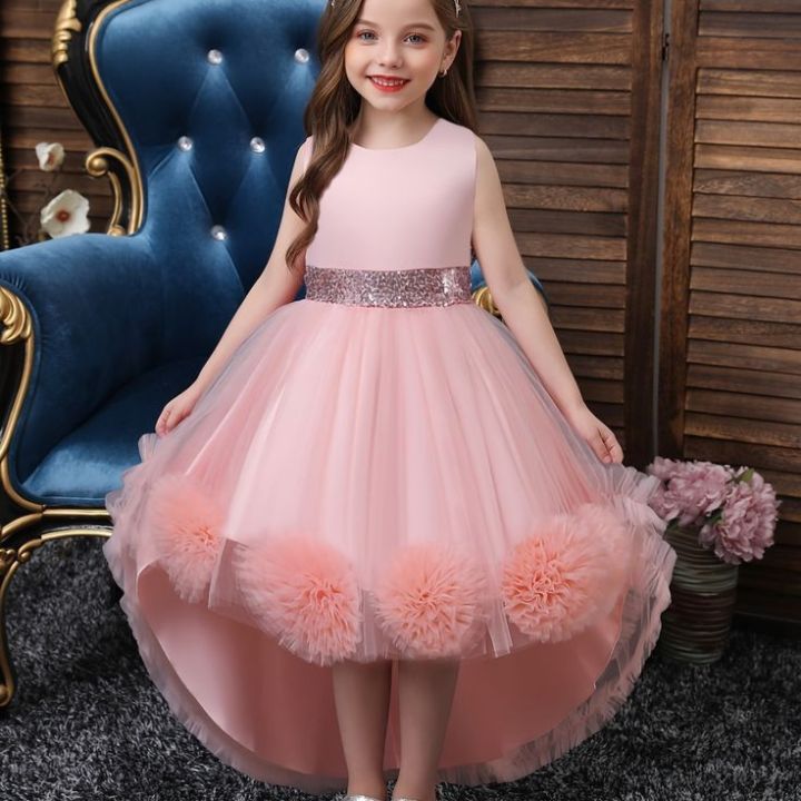 customize ruffles flower frock for girls