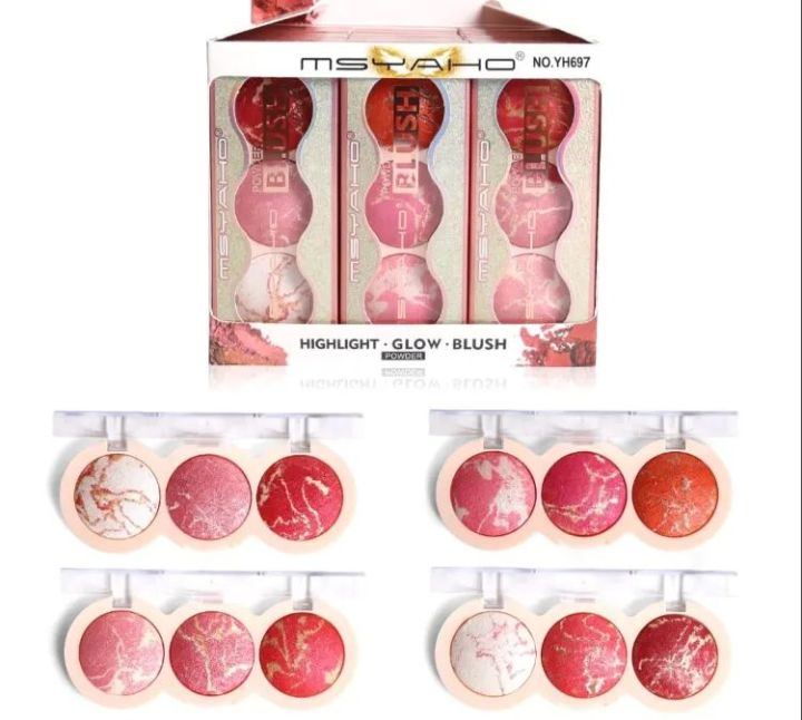 Powder Highlight 3 in 1 Baked Blush Palette For Girls ...