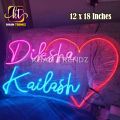 Customized Couple Name Neon Sign 12x18 Inches with Adapter. 