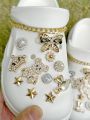 24PCS Crocodile Shoes with Plated Gold Bear Bow Crown DIY Shoe Accessories Unique Holiday Ideas.