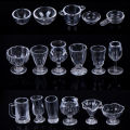 17Pcs/Set Mini Transparent Kitchenware Toy Drink Cups Dish Plate Tableware Miniatures DIY Pretend Play. 