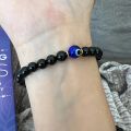 Evil Eye Black Tourmaline Empathy Protection Aura Shield Absorb Negative Energy Bracelet Crystal Healing Stress Relief Bracelet.