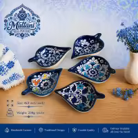 Leaf Tray | Dry Fruit Tray | Mini Serving Tray | Handmade and Hand Painted Ceramic Multani Blue Pottery Mini Serving Dis