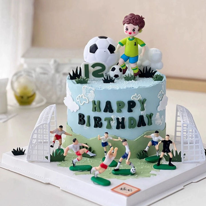 Soccer Ball Goal Player Figurine Cake Toppers Football Cake Decoration