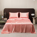 Satin Bed Sheet Sets for Summer Silky Smoooth Top Sheet with Pillowcase Single/Queen/King Ice Cooling Flat Bed Sheet Sets. 