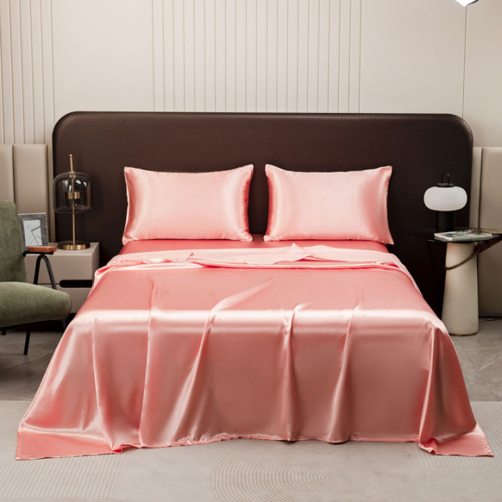 Satin%20Bed%20Sheet%20Sets%20for%20Summer%20Silky%20Smoooth%20Top%20Sheet%20with%20Pillowcase%20Single/Queen/King%20Ice%20Cooling%20Flat%20Bed%20Sheet%20Sets%20-%20Image%207