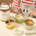 WORTHBUY 304 Stainless Steel Keep Warm Lunch Box For Student Kids Leak-proof Round Insulated Food Jar For Cold And Hot Food.
