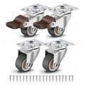 Set of 4 Casters 1-2 inch Caster Wheels for Heavy Duty Furniture Cabinets Mini Castors No Noise Smooth Swivel Wheel.