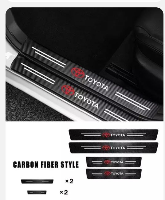 Toyota Corolla Cross Door Sill Leather Stickers Carbon Fiber Imported 4 Pcs Set Premium Quality