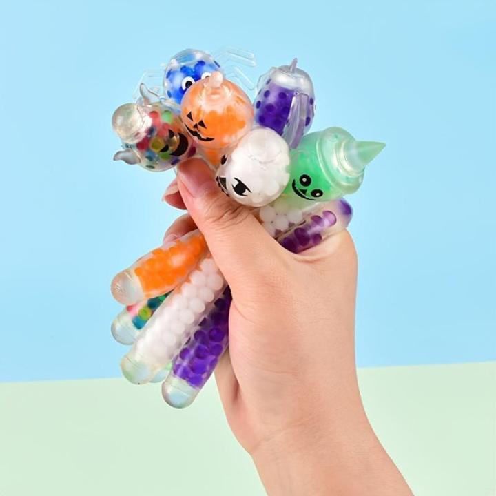 1/6%20Pcs%20Halloween%20Pumpkin%20Squeeze%20Toys%20Colorful%20Beaded%20Stretchy%20Rubber%20Bracelets%20Toy%20Stress%20Relief%20Novelty%20Halloween%20Gifts%20-%20Image%204
