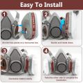 7IN1 Gas Mask Painting Spray Respirator Sets 95% Dust Particle Filtration Organic Acid Ammonia Chemicals Proof Resin Work Safe. 