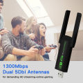 1300Mbps USB WiFi Adapter Dual Band 2.4G 5GHz Wireless Dongle Signal Receiver AP Mode For PC/Laptop Win7/10/11 Driver Free. 