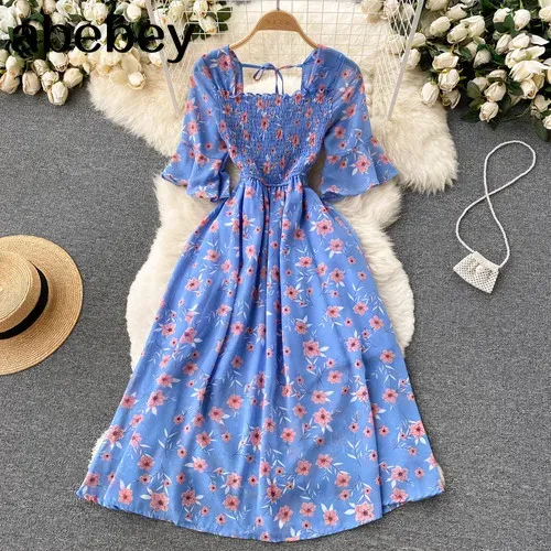 Fashion%20Summer%20Flower%20Print%20Long%20Dress%20Women%20Vintage%20Square%20Neck%20Ruched%20Chest%20Chiffon%20Sundress%20Party%20Vestidos%20-%20Image%207