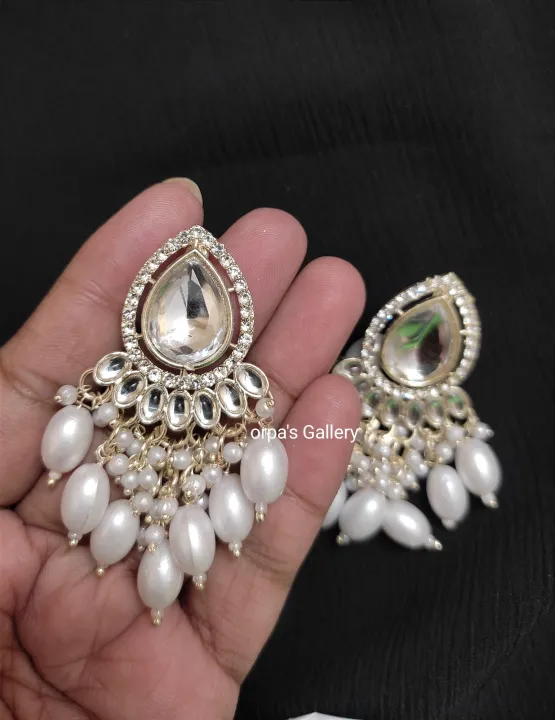 Kundan%20Earrings%20Jewelry%20for%20Women%20with%20Pearl%20And%20Stone%20Ear%20Jewelry%20Gold%20Plated%20Stylish%20Traditional%20Earring%20for%20Women%20-%20Image%203