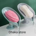Drain Soap Holder Leaf Shape Soap Box Suction Cup Tray Drying Rack for Shower Sponge Container Kitchen Bathroom Accessories.