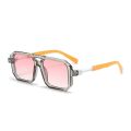 Trendy Retro Literary Modern Double Bridge Square Frame Sunglasses Fashionable Car Sunglasses 6125.