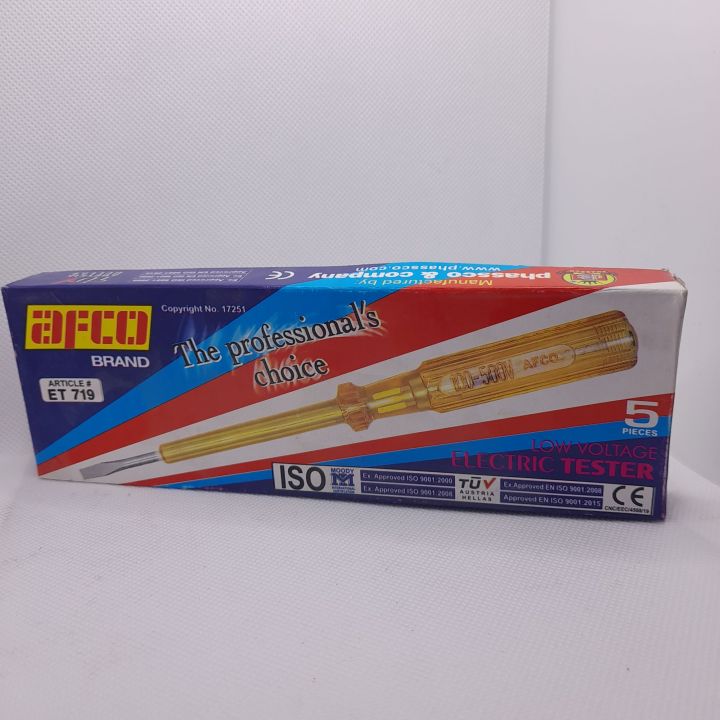 pack of 5 Afco Electrical Tester
Pocket Tester
719