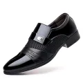 Men's Slip On Business Shoes Glossy Pointed Toe Uniform Modern Office Shoes Suitable for Office Evening Party. 