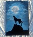 Wolf barking in the moonlight Acrylic Painting  2 by 3 ft. 