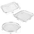 New Stackable Air Fryer Rack Non-Stick Stainless Steel Grilling Rack Airfryer Tray Grill Basket Durable Kitchen Gadgets. 
