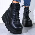Gothic Black Boots Ankle Shoes on Heels Platform Sneakers Chunky for Women Luxury Designer Casual New Rock Booties. 