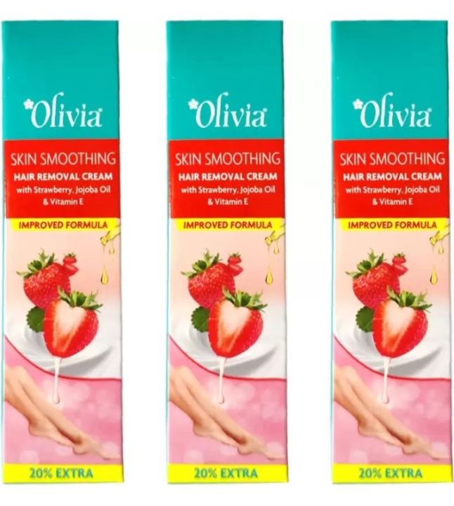 Olivia Skin Smoothing Hair Removal Cream with Strawberry, Jojoba Oil & Vitamin E - 36g