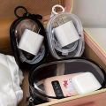 Portable Mini Clear Zipper Storage Bag - Space-Saving Organizer for Earphones & Chargers, Versatile with Handy Keychain Loop.