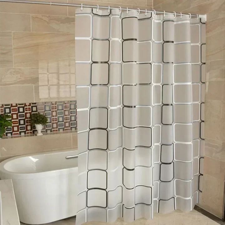 Bathroom%20Shower%20Curtains%20Waterproof%20Bath%20Curtain%20PEVA%20Modern%20Geometric%20Plaid%20Pattern%20Farmhouse%20Household%20Decoration%20Translucent%20-%20Image%207