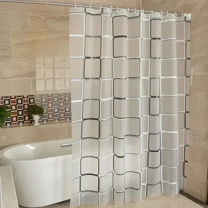 Bathroom%20Shower%20Curtains%20Waterproof%20Bath%20Curtain%20PEVA%20Modern%20Geometric%20Plaid%20Pattern%20Farmhouse%20Household%20Decoration%20Translucent%20-%20Image%207